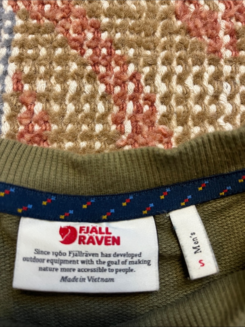 Fjällräven Vardag Sweater Men’s Small Green Organic Cotton Logo Patch Crewneck - Picture 5 of 10